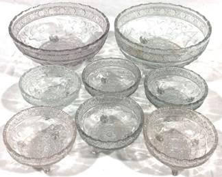 2376 - Group 8 Bird & Strawberry EAPG Bowls 7.5" & 4.25"