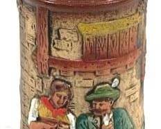 2169 - Vintage Handarbeit German Beer Stein w/ lid 10" tall
