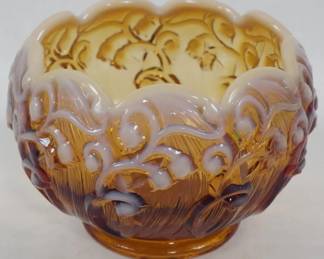 29 - Fenton Amber Opalescent Rose Bowl 4x5"