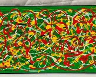 2702 - "Color Swirls" Acrylic on Board by Danny Ricketts 12 x 30