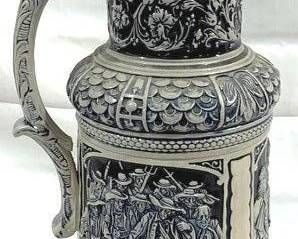 2051 - Pre-War Jacob Thewalt Salt Glazed 3L Beer Stein Western Germany, original mold year 1894 18" tall