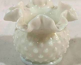 2481 - Fenton Milk Glass Hobnail Vase 3"