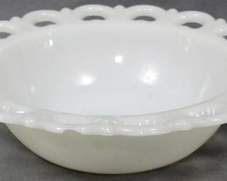 235 - Lace Edge Milk Glass Bowl 2.5x9.5"