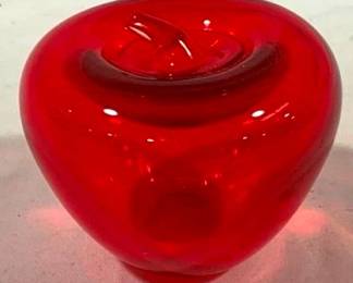 2483 - Red Glass Apple Paperweight 3.5"