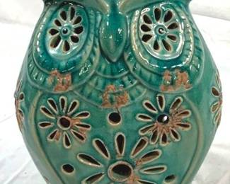 2415 - Teal Stoneware Owl 9.5"