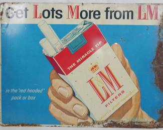 190 - Vintage LM Cigarettes Metal Sign 18x23