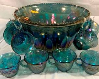 2496 - Indiana Carnival Glass 13pc Punch Set