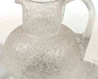 2363 - RARE Sandwich Victorian Overshot Crackle Pitcher 6"