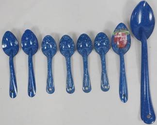 187 - Blue Speckled Enamelware Spoons