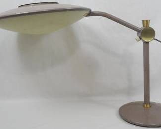 134 - Dazor Flying Saucer Desk Lamp 16" You are buying a used as-is electric/electronic item. We do not guarantee all components are present, and if it is not expressly stated, it is untested.