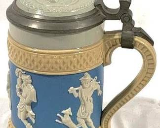 2152 - Vintage Villeroy & Boch German Beer Stein w/ inlay 6" tall - Mettlach 171.II19.