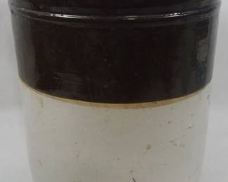 129 - Vintage Brown and White Crock 13x12"