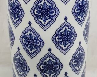 932 - Blue and White Umbrella Vase 17.5"