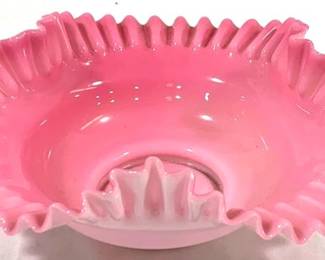 2354 - Fenton Peach Ruffled Bowl 10 x 4