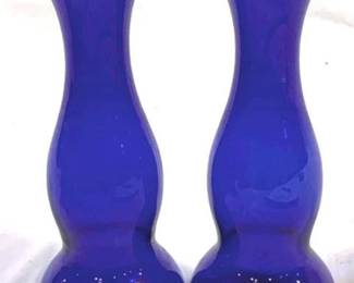 2403 - Pair Cobalt Glass Vases 8"