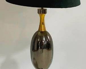 1298 - Modern History Metallic Finish Lamp 35" very heavy You are buying a used as-is electric/electronic item. We do not guarantee all components are present, and if it is not expressly stated, it is untested.