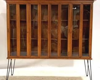 1415 - 4-Door China Cabinet/ Bookshelf w/ Hairpin legs 58 x 66 x 12