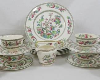 182 - 40pc Johnson Bros Indian Tree China Set some chips