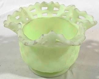 2448 - Fenton Uranium Basketweave Vase 3.5 x 5