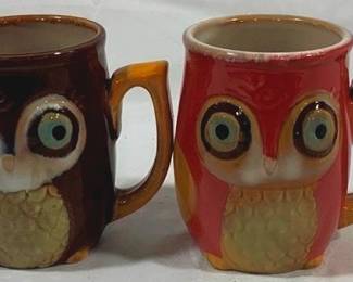 2498 - 2 Gibson Owl Mugs 4.25"
