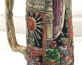 2114 - Vintage Gerz German Beer Stein w/ lid 18" tall