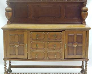 1856 - Oak Barley Twist Carved Buffet w/ Rack 60" x 60" x 21"
