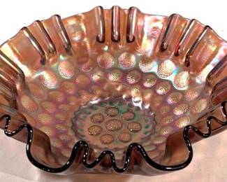 2380 - Fenton Carnival Glass Dot Pattern Bowl 9"
