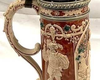 2067 - Vintage German Beer stein w/ lid 16.5" tall - made in Germany