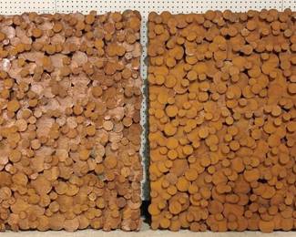 1418 - Pair Large Metal Wall Art - 45 x 38 (each)