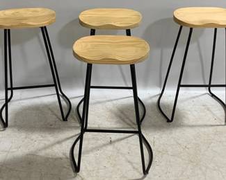 1335 - Set of 4 Molded Seat Bar Stools 29 x 16 x 12