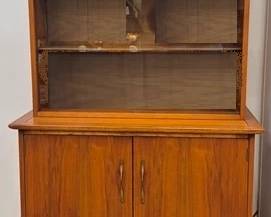 3000 - Lane Copenhagen Mid-Century Cabinet 2 part form, interior silverware drawer 63 x 38 x 19