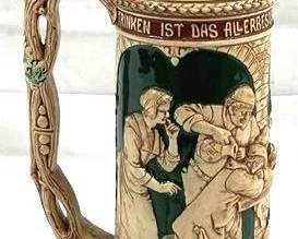 2074 - Vintage German Beer Stein w/ lid 17" tall - #1164 A made in Germany