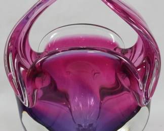 30 - Murano Art Glass Purple Basket 9"