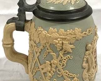 2126 - Vintage Villeroy & Boch German Beer Stein w/ inlay 6.5" tall - Mettlach - 1/2L