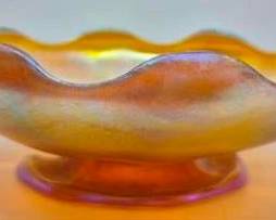 4066 - Tiffany Favrile Art Glass Footed Bowl as is, foot broken, original Tiffany Sticker 2.5 x 6
