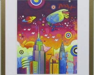 9068 - NY SKYLINE GICLEE BY PETER MAX 21.5 X 28