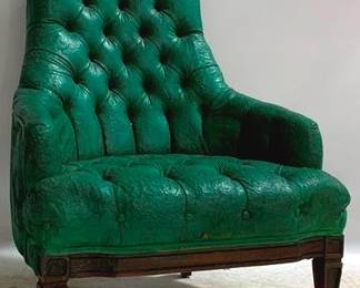 1350 - Tufted Painted Green Club Chair 40 x 26 x 28