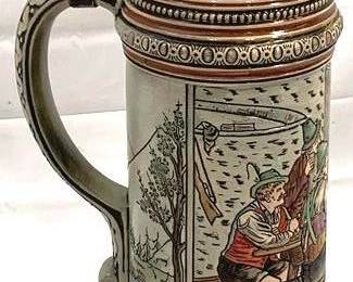 2108 - Vintage Merkelbach & Wick German Beer Stein w/lid 16.5" tall