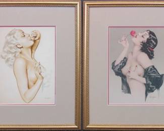 9083 - SET OF 2 DECO PIN UP GIRLS BY ALBERTO VARGAS 15 X 18
