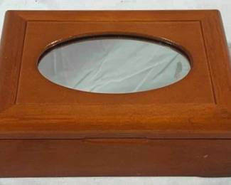 2501 - Wooden Jewelry Box w/ Mirror 2.5 x 8 x 6