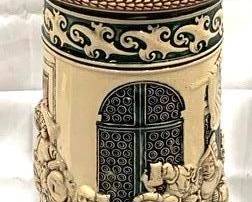 2182 - Vintage German Beer Stein w/ lid 16" tall