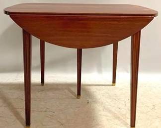 1396 - Henkel Harris Drop Side 5 Leg Table & Leaf 29 x 38 x 34 (41 open) needs top refinished