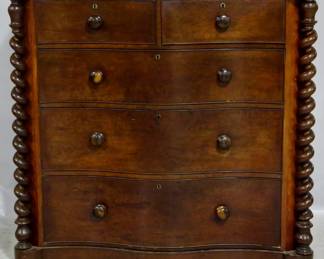 3935 - English barley twist 2 over 3 chest of drawers 47 x 48 x 21