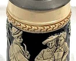 2161 - Vintage German Beer Stein w/ lid 9" tall