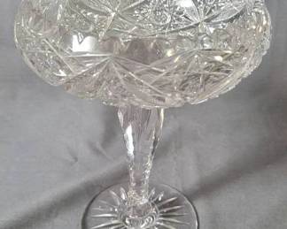 2366 - American Brilliant Cut Glass Compote 8"