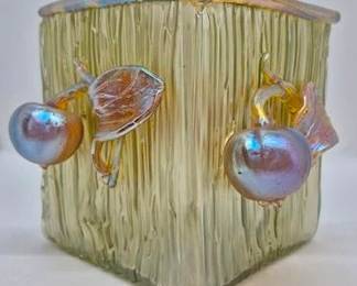 4067 - Loetz Weiss Boule-Boule Iridescent Applique Vase 5.25 x 5 x 5