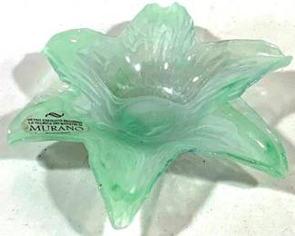 2398 - Murano Art Glass Green Bowl 8"