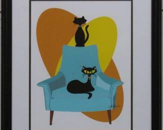 9098 - CATS IN BLUE CHAIR 18.5 X 22.5