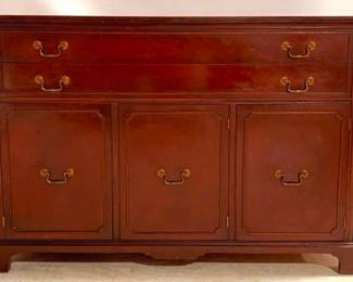 1299 - Vintage Mahogany Buffet / Server 36 x 52 x 19, silverware drawer, wear on top