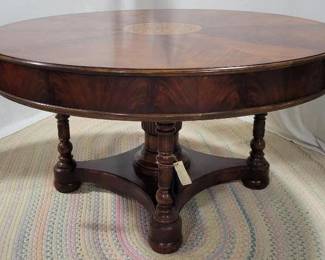 1424 - Jonathan Charles Mechanical Dining Table rotate top to extend nesting table leaves 31.5" x 61" (closed) 31.5" x 81.5" (open/extended)
